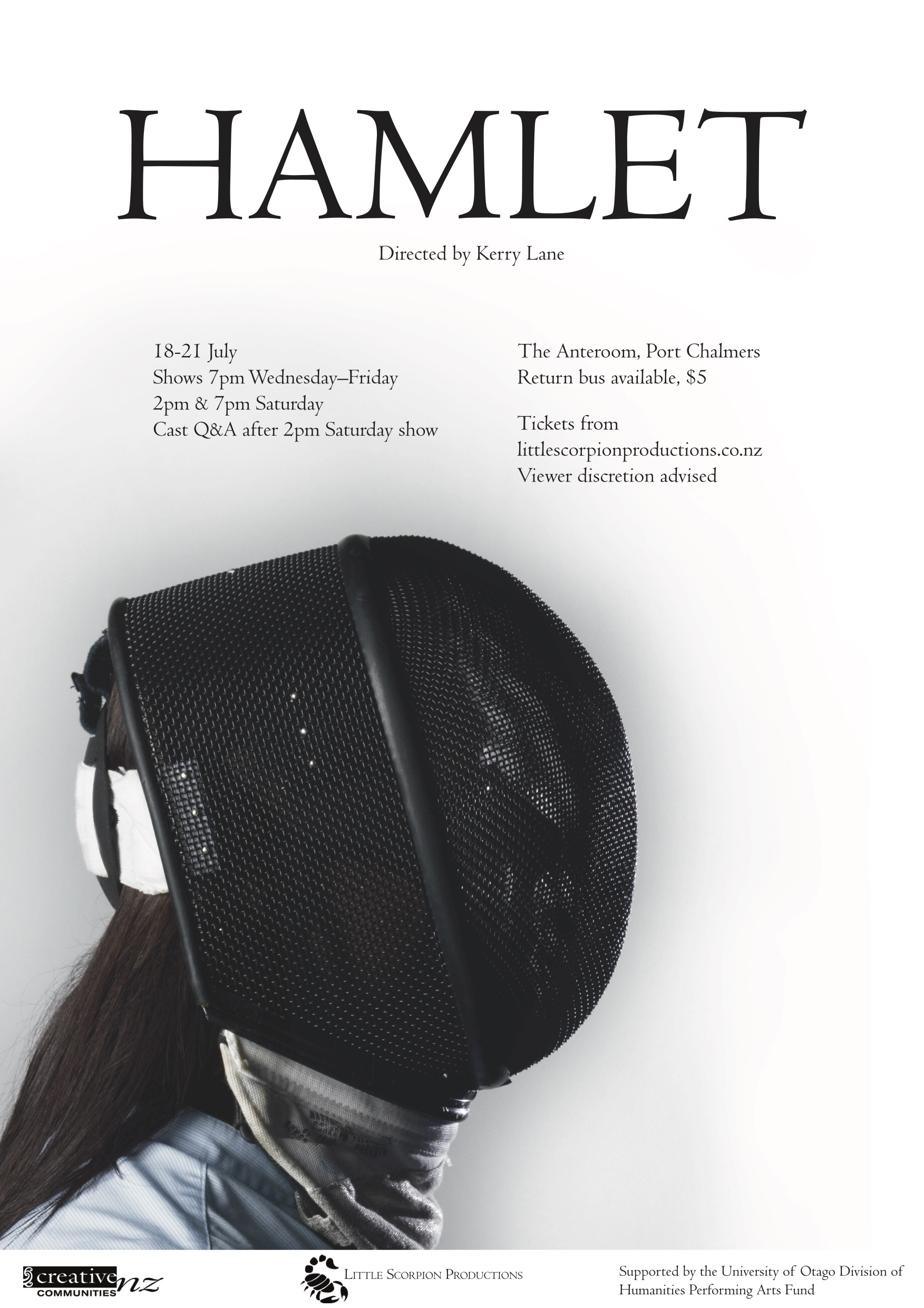 figure in fencing mask, event text