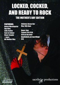 figure holding cross, event text